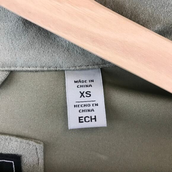 Levi’s Shirt Jacket Women’s XS Green Faux Suede Zip Snap Front Microsuede - Picture 8 of 10